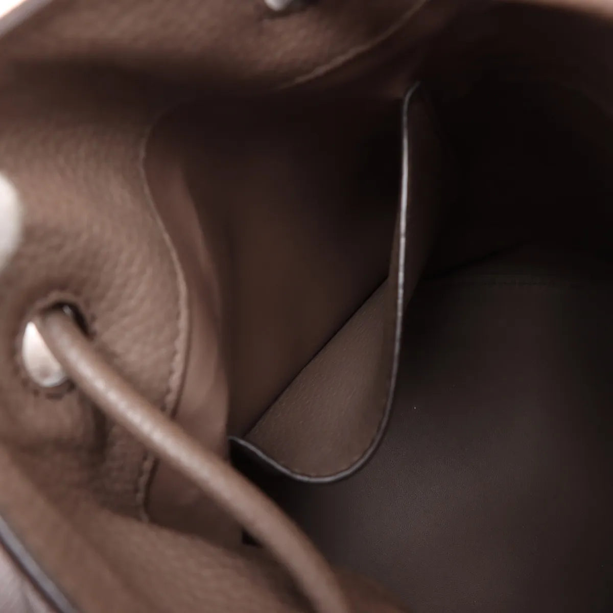 Burberry Small Drawstring Bucket Leather Two-Way Shoulder Bag Brown