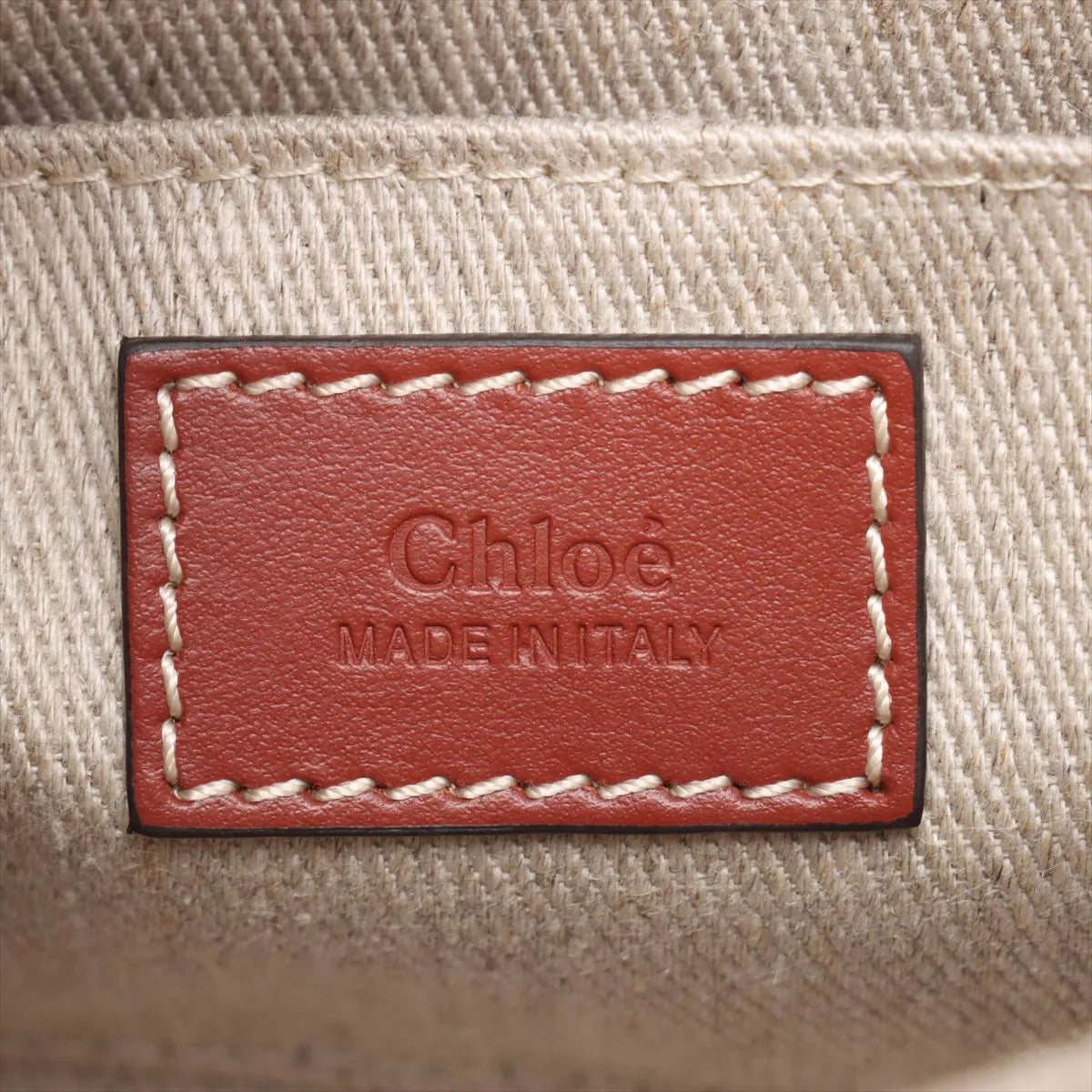 Chloe Woody Nano Canvas Leather Two-Way Handbag Beige×Brown