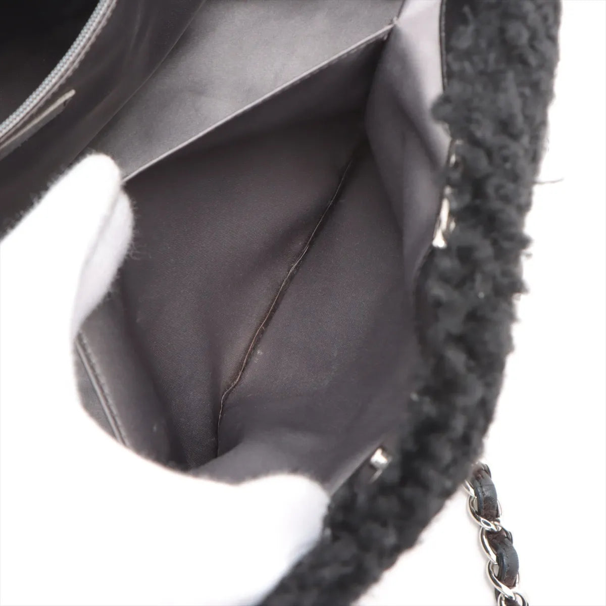 Chanel Matelasse Vinyl x Boa Chain Tote Bag Black
