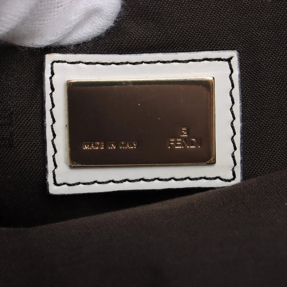 Fendi Zucchino Canvas Leather Tote Bag Black x White