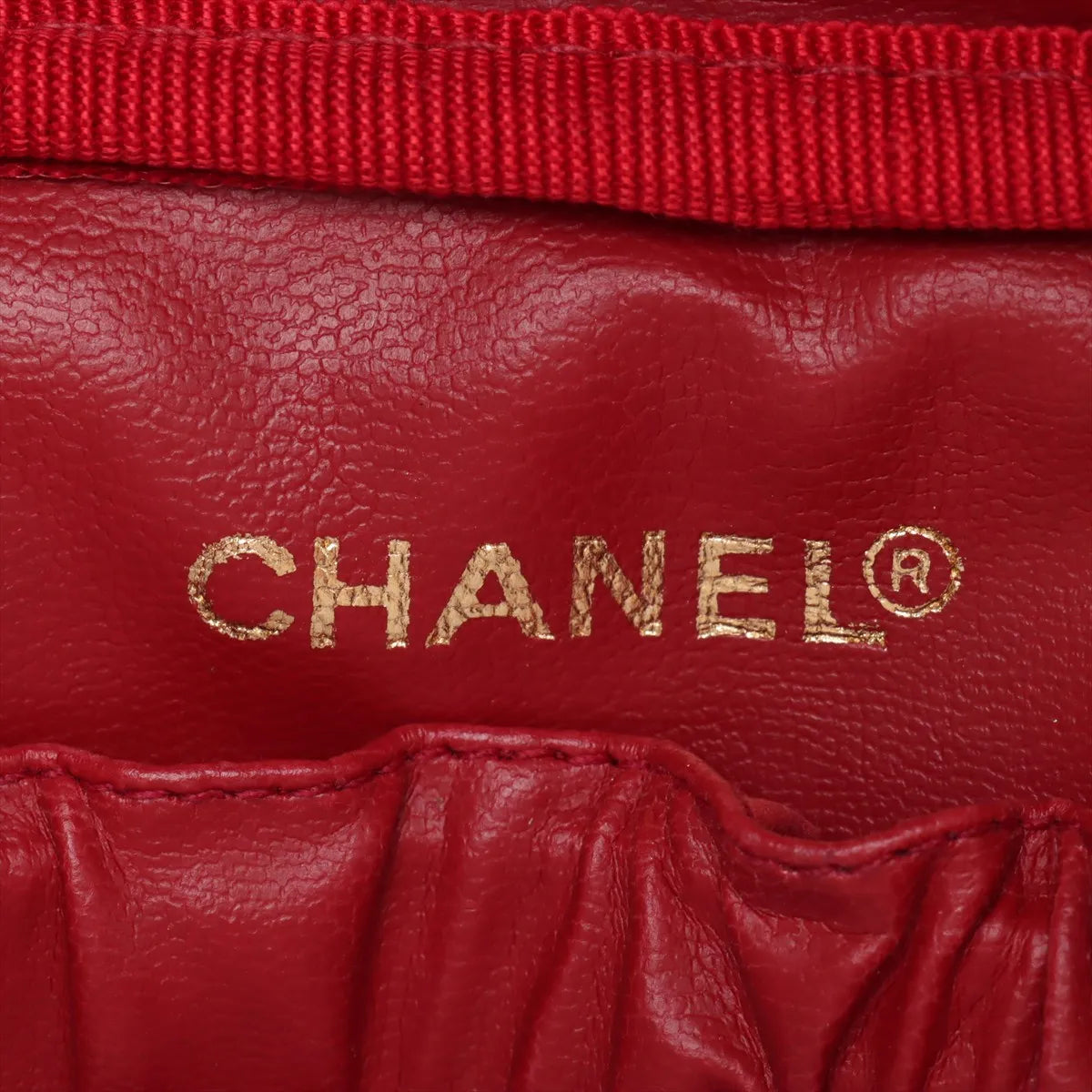 Chanel CC Logo Caviar Skin Vanity Bag Red