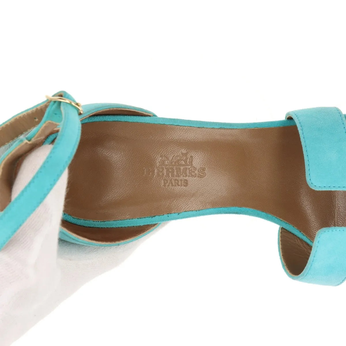 Hermès Legend Suede Wedge Sandal Tiffany Blue