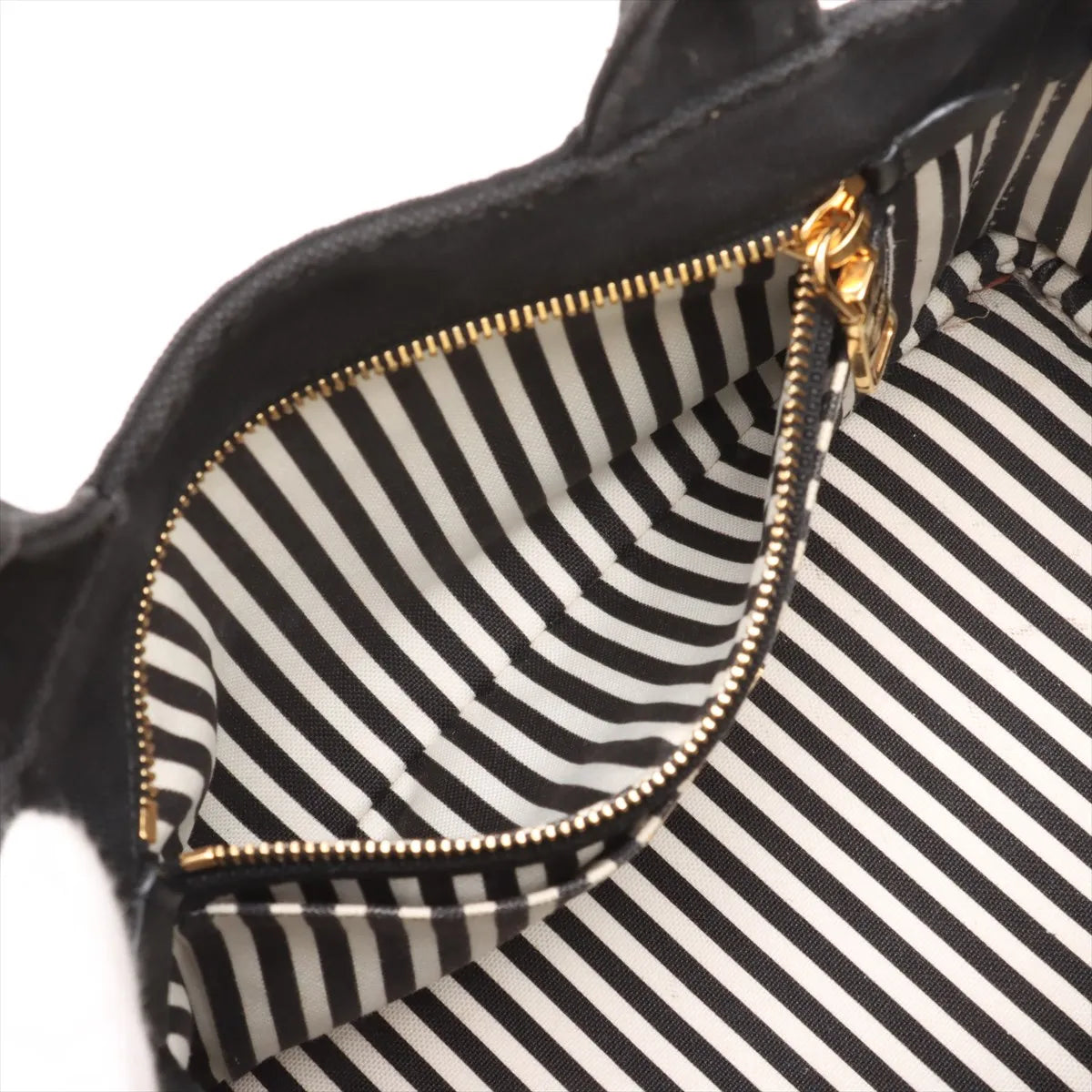 Prada Canapa Canvas x Leather Two-Way Handbag Black