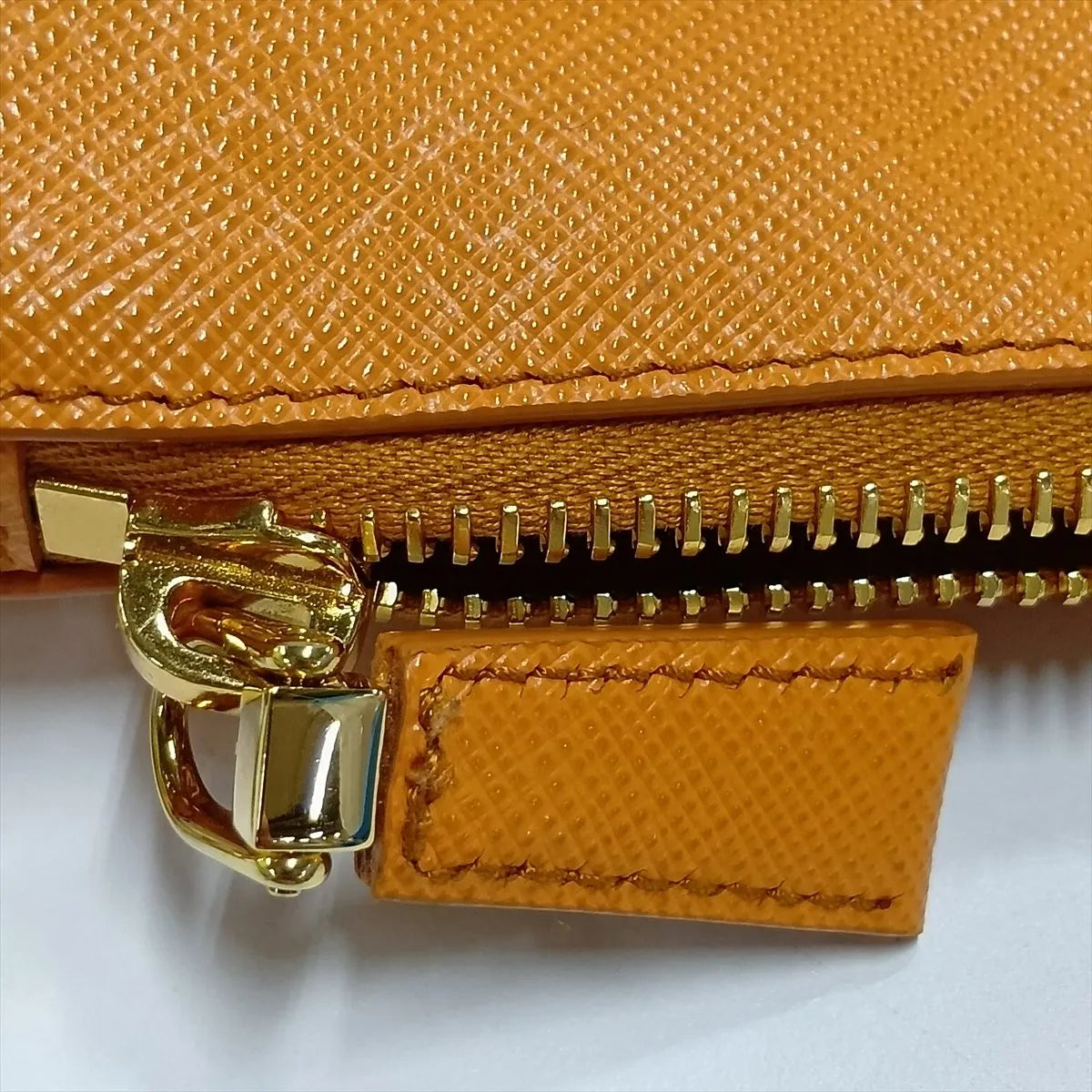 Prada Saffiano Leather Chain Shoulder Bag Orange