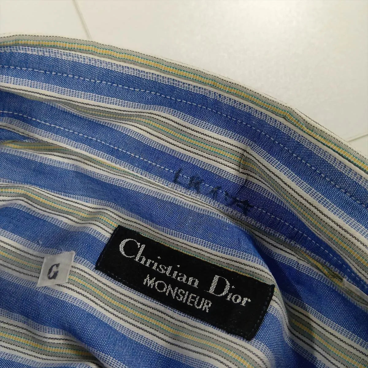 Christian Dior Striped Cotton Long Sleeve Shirt Blue x Gray