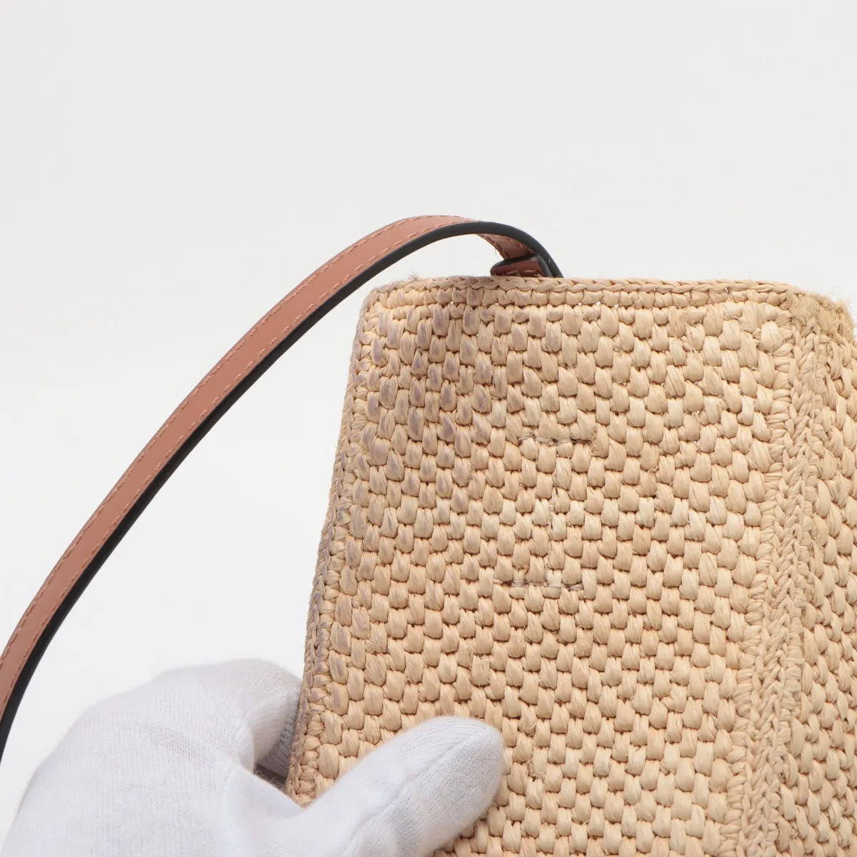 Loewe Small Raffia Leather Two-Way Tote Bag Beige