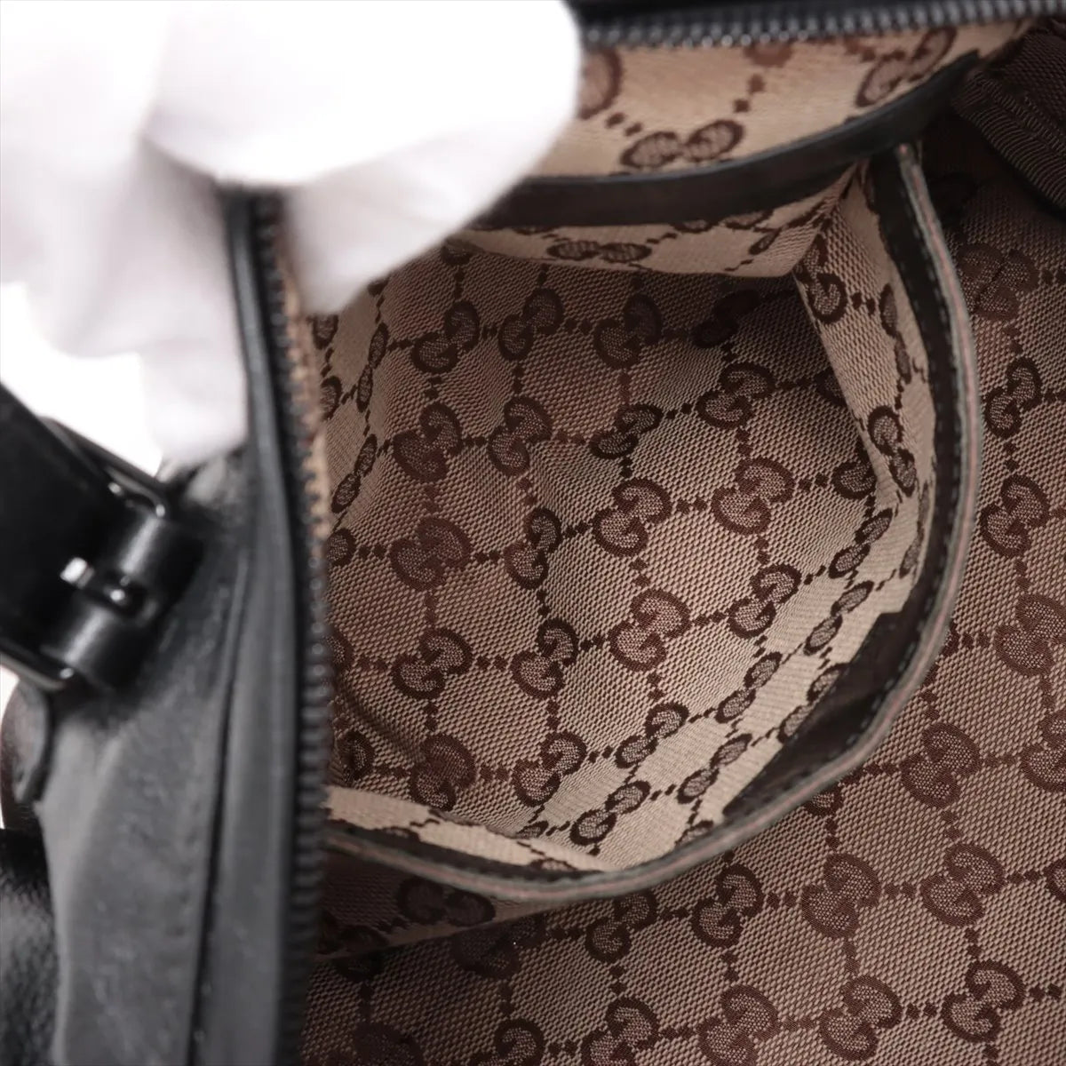 Gucci Double G Leather Two-Way Shoulder Bag Black