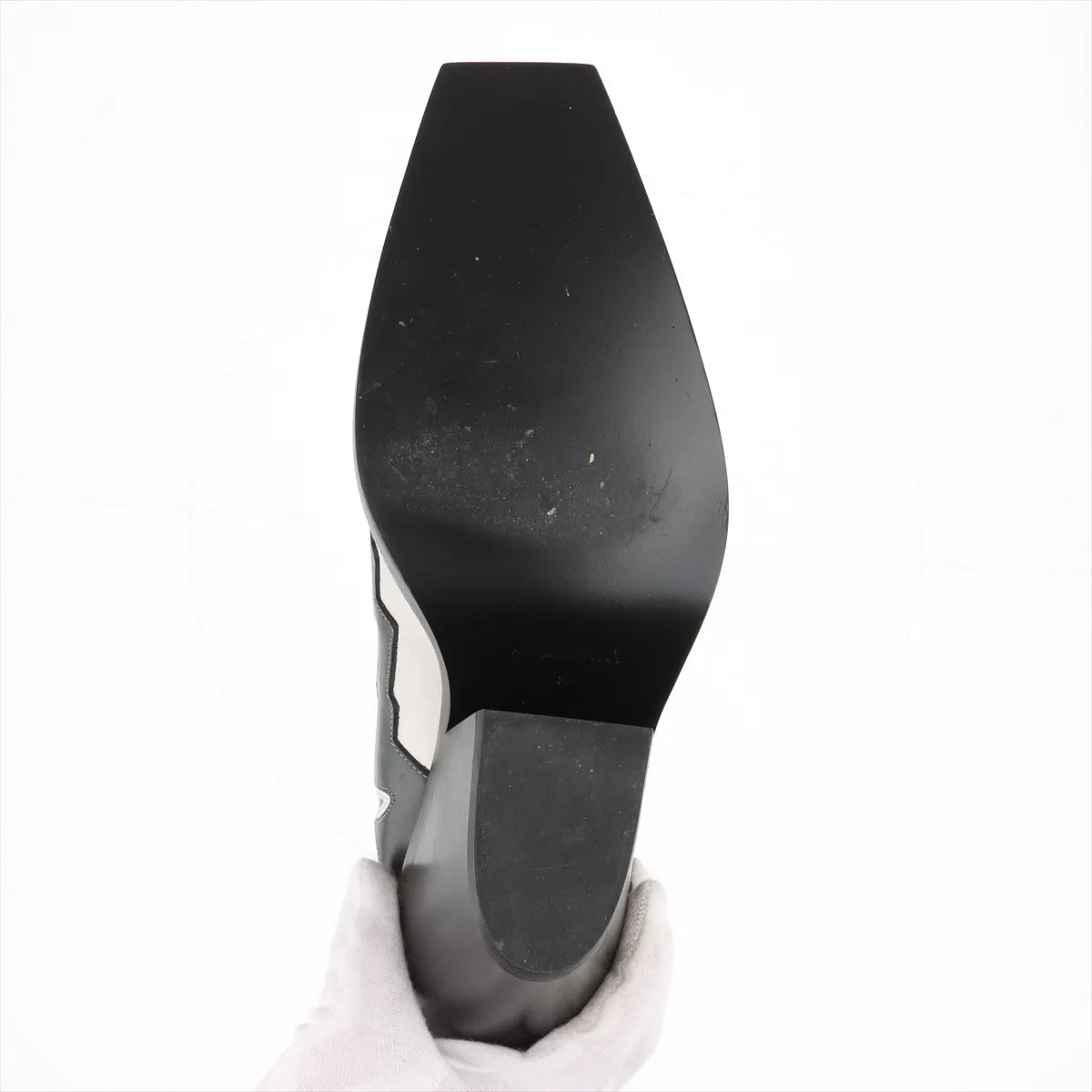 Burberry Leather Western Boots Ladies' Black x Red