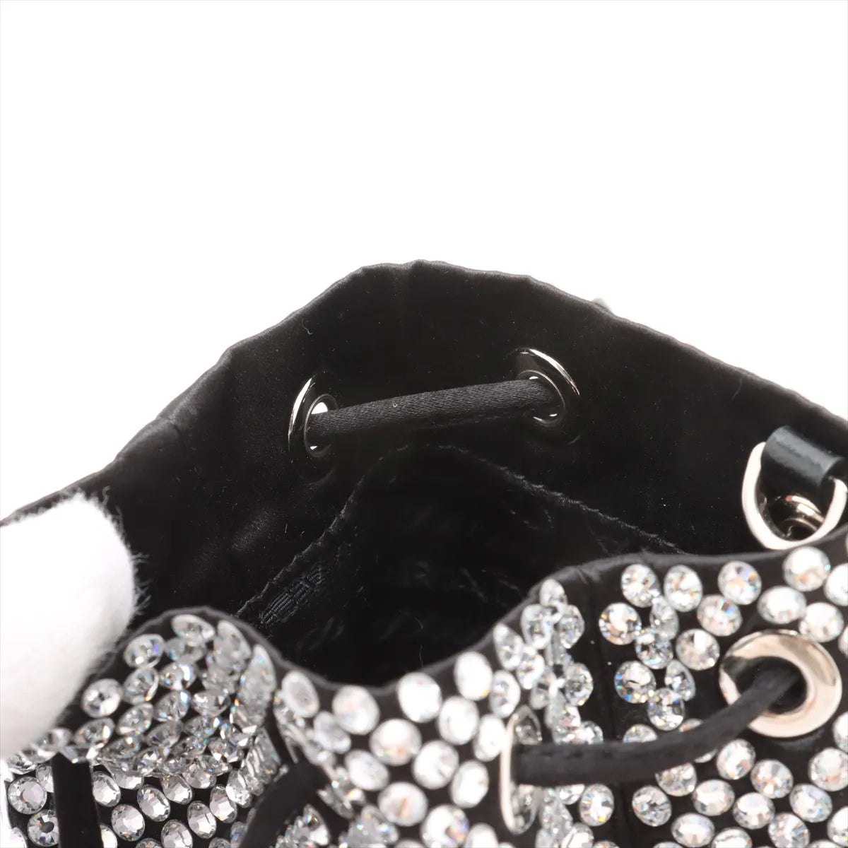 Prada Crystal Rhinestone x Satin Chain Bucket Shoulder Bag