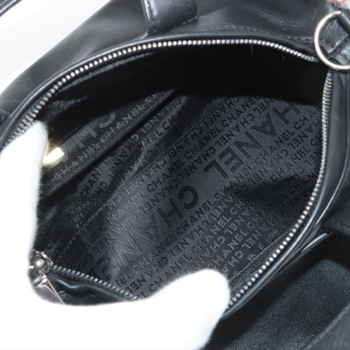 Chanel Logo Lambskin Tweed Two-Way Shoulder Bag Black * PREORDER *