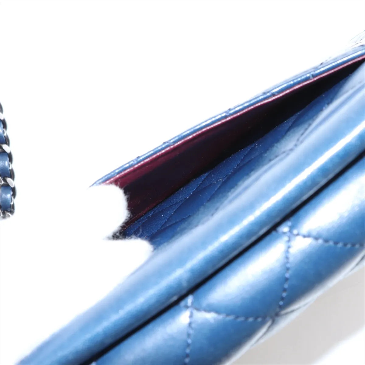 Chanel CC Logo Matelasse Lambskin Chain Shoulder Bag Navy Blue