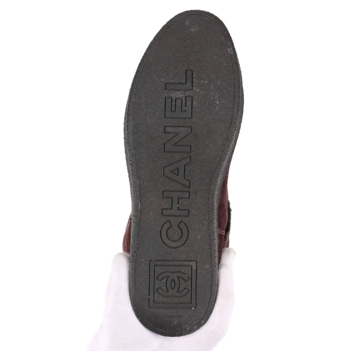 Chanel CC Logo Mouton Long Boots Bordeaux