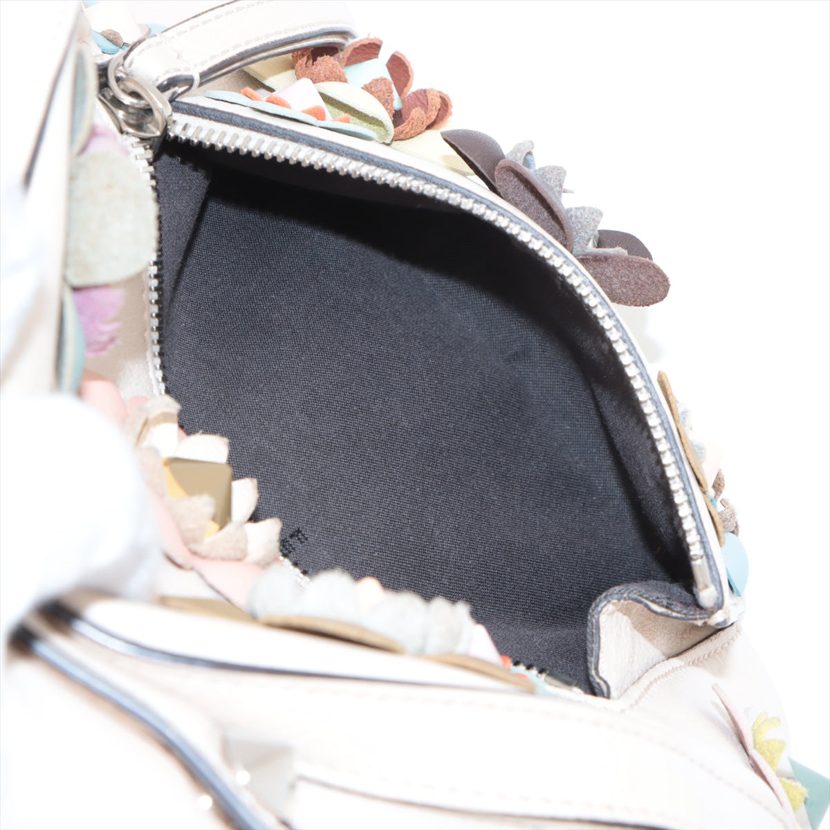 Fendi By the Way Floral  Leather Backpack Ivory