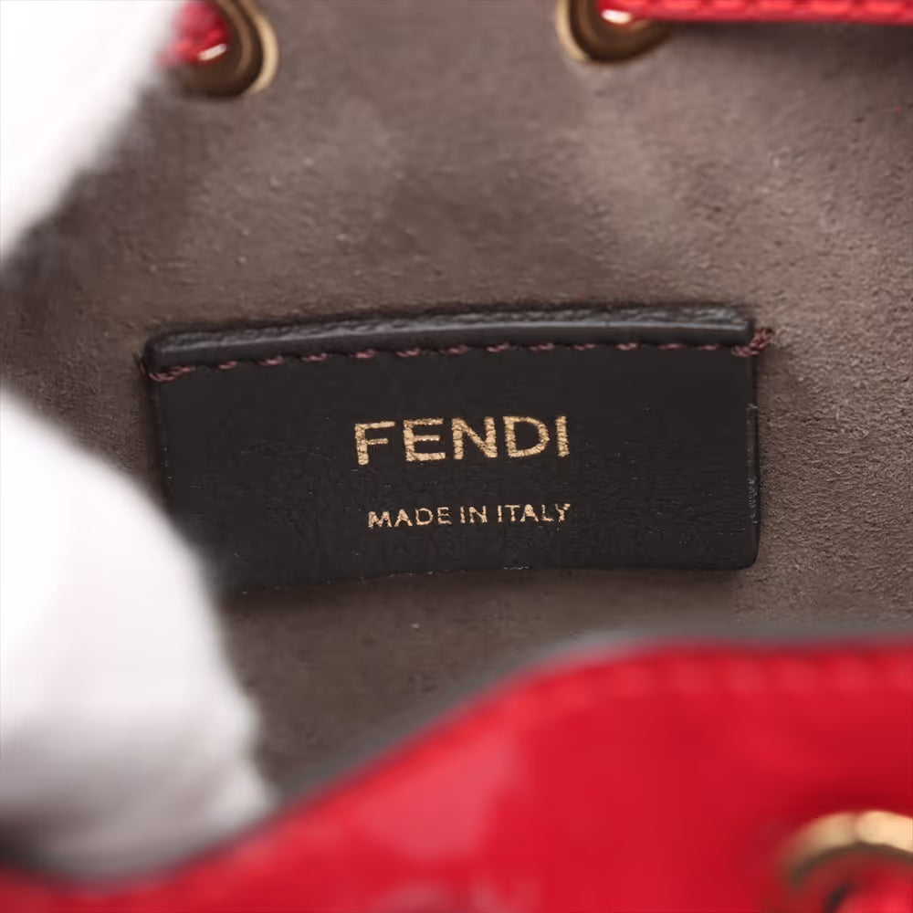 Fendi Mon Tresor Mini Patent Leather Two-Way Shoulder Bag Red