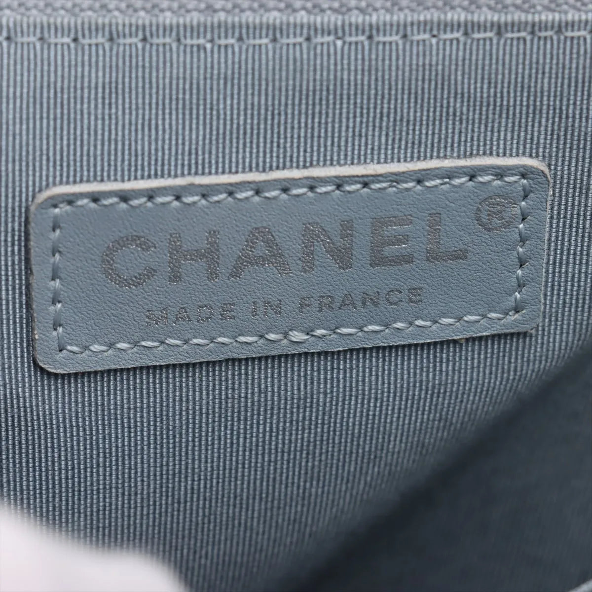 Chanel Boy Large Caviar Skin Chain Shoulder Bag Blue Gray