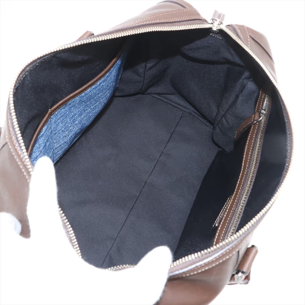 Cocomister Leather Two-Way Boston Bag Brown
