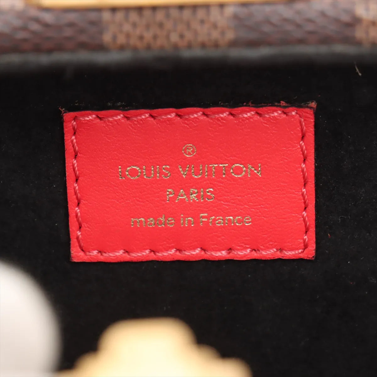 Louis Vuitton Damier Ebene LV Stories Box Patches Bag Brown x Red