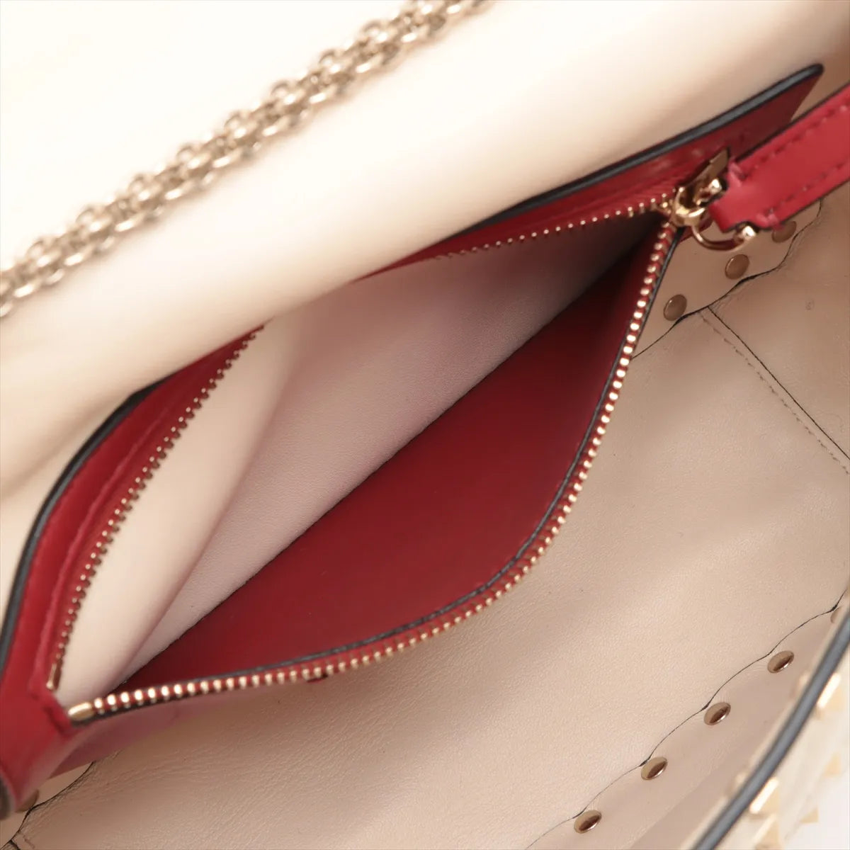 Valentino Garavani Matelasse Rockstud Leather Two-Way Chain Shoulder Bag Beige