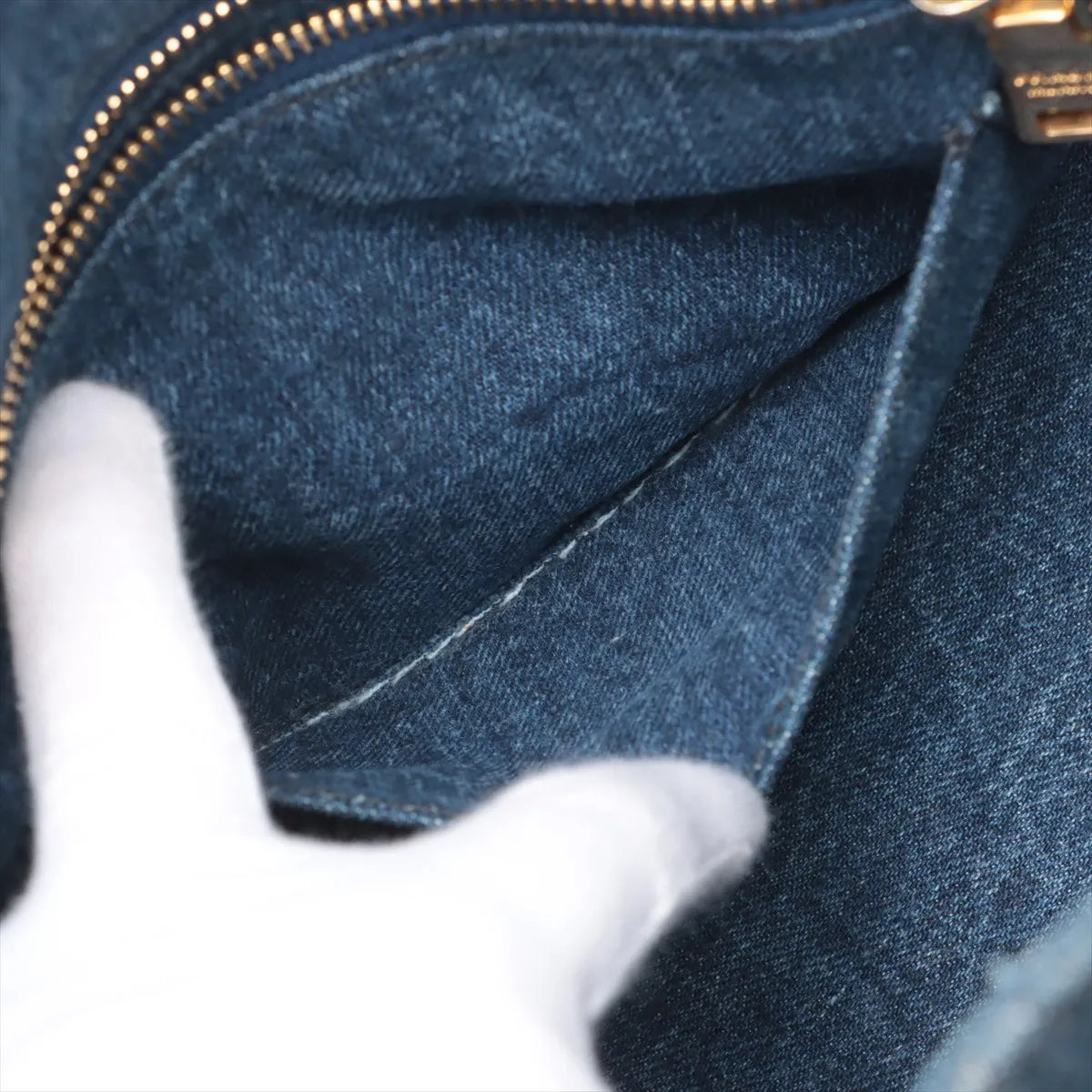 Prada Canapa Denim Tote Handbag Blue