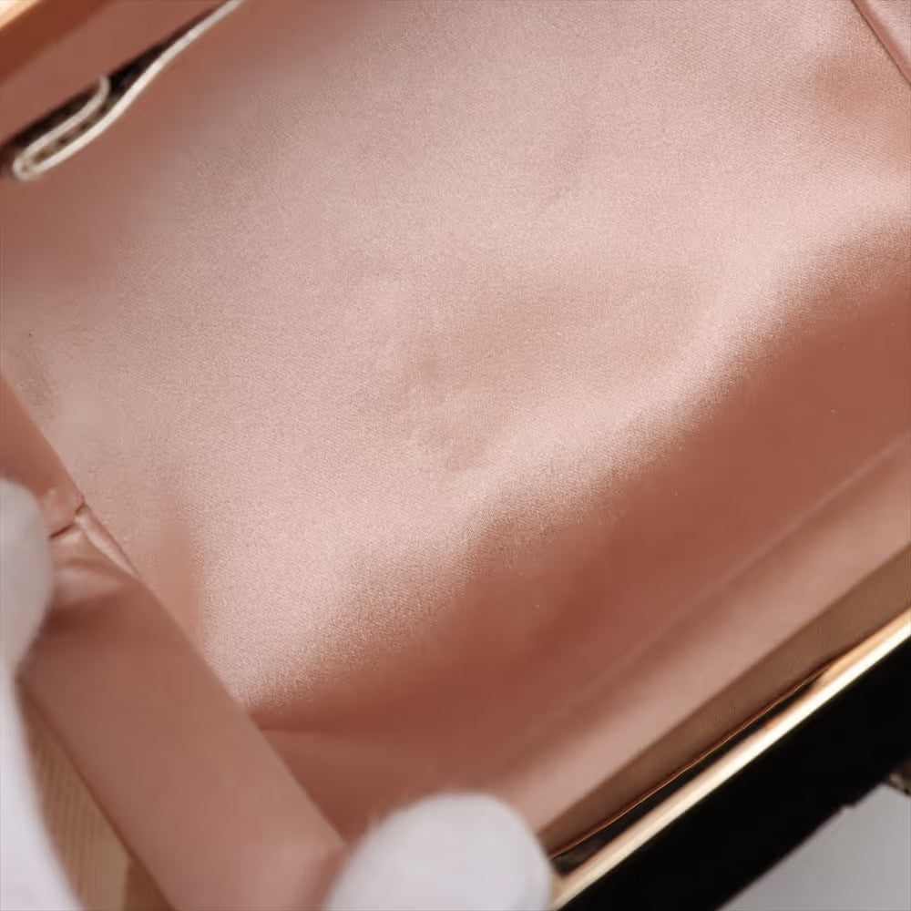 Roger Vivier Velour Rhinestone Pearl Chain Shoulder Bag Black