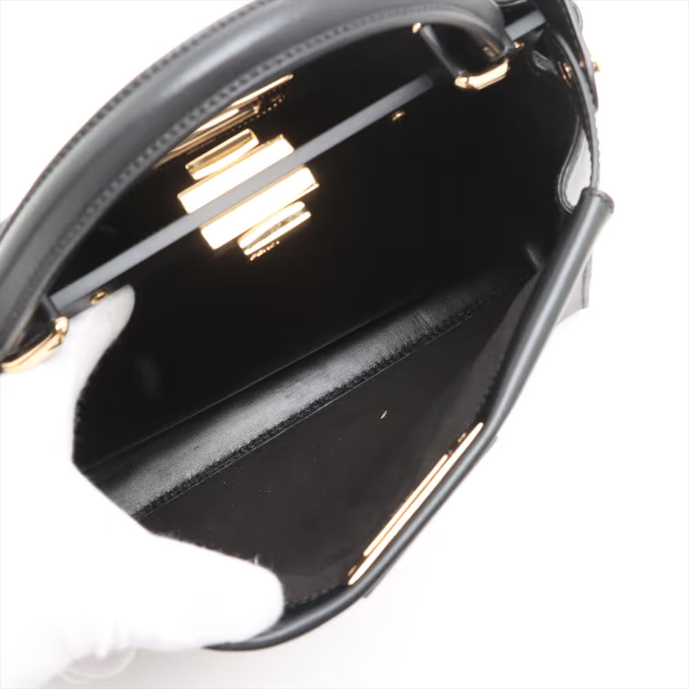 Fendi Peekaboo Regular Leather Two-Way Handbag Black