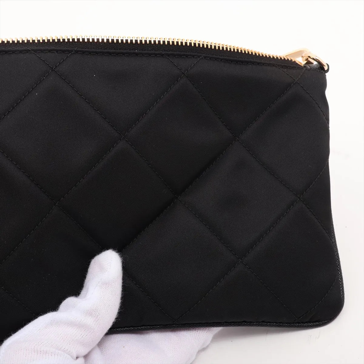 Prada Tessuto Nylon Leather Chain Shoulder Bag Black