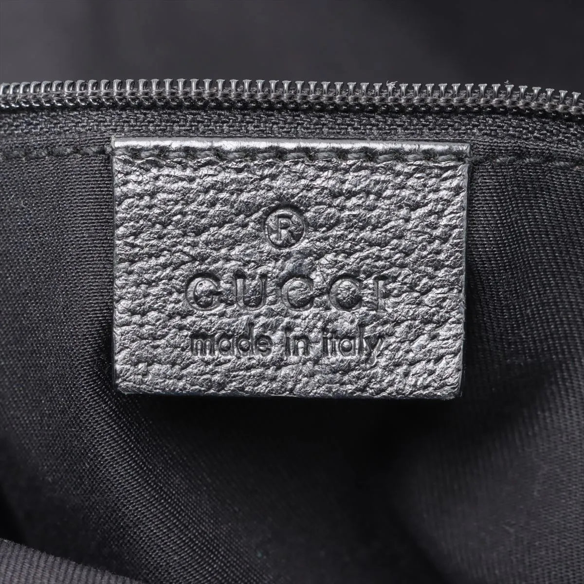 Gucci GG Logo Canvas Leather Tote Bag Black