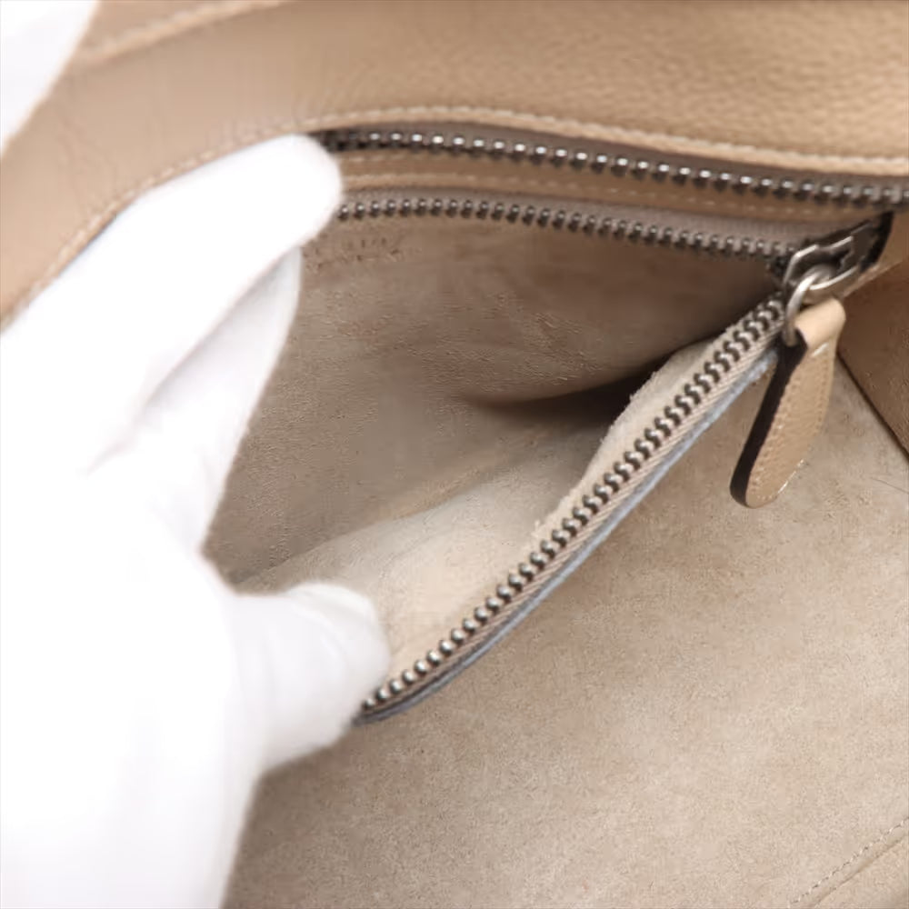Celine Luggage Micro Shopper Leather Handbag Beige