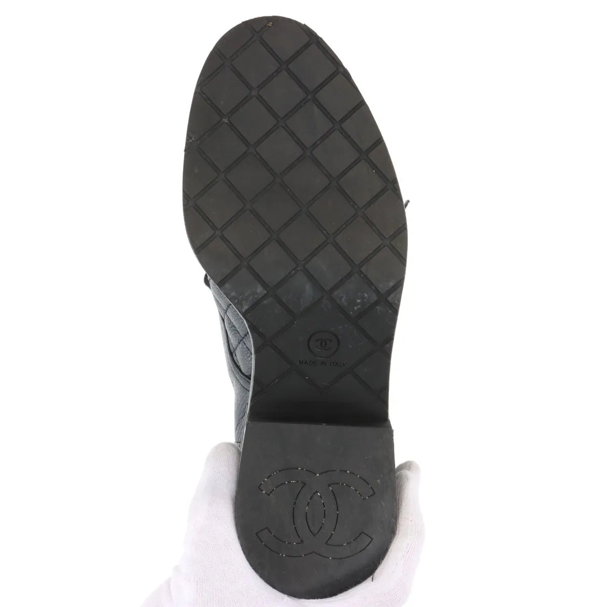 Chanel Logo Matelasse Leather Short Ladies Boots Black