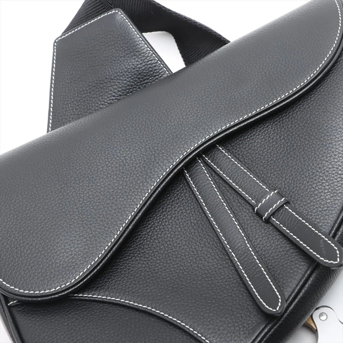 Christian Dior Leather Sling Saddle Bag Black