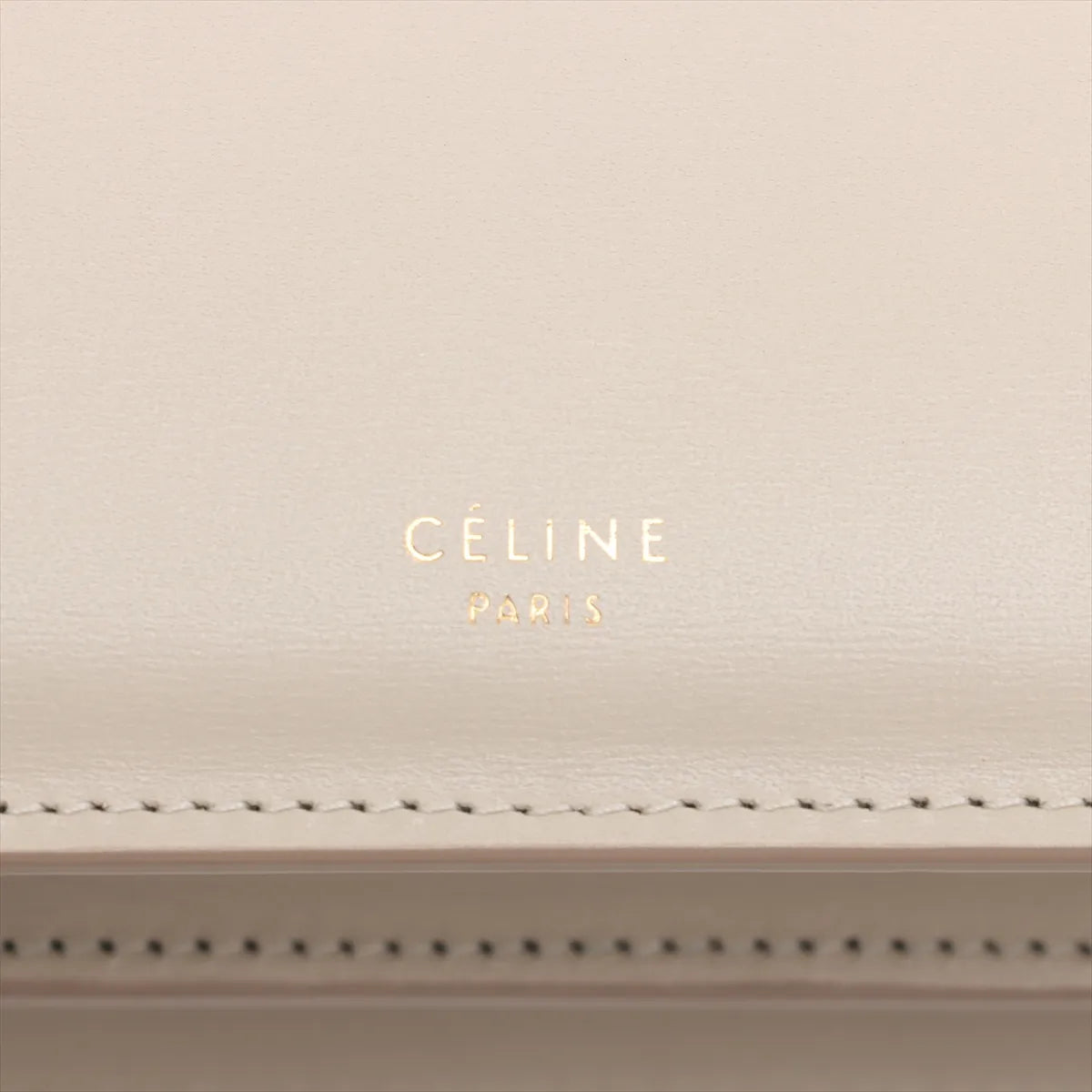 Celine Clasp Medium Leather Handbag Beige