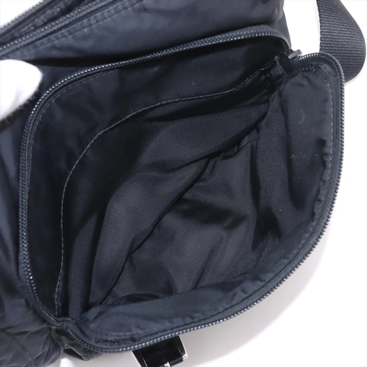 Prada Tessuto Nylon Leather Shoulder Bag Black