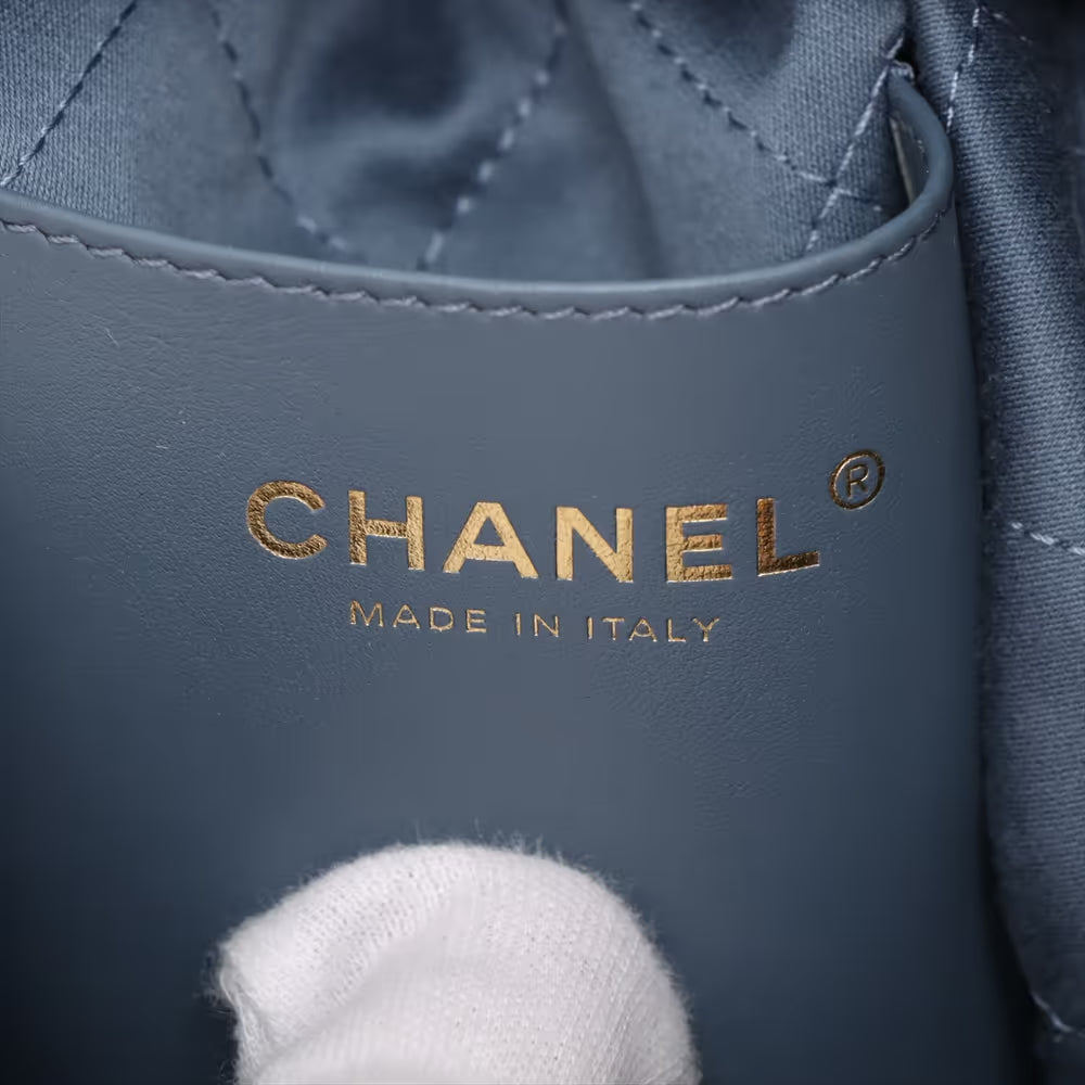 Chanel 22 Mini Caviar Skin Chain Shoulder Bag Blue