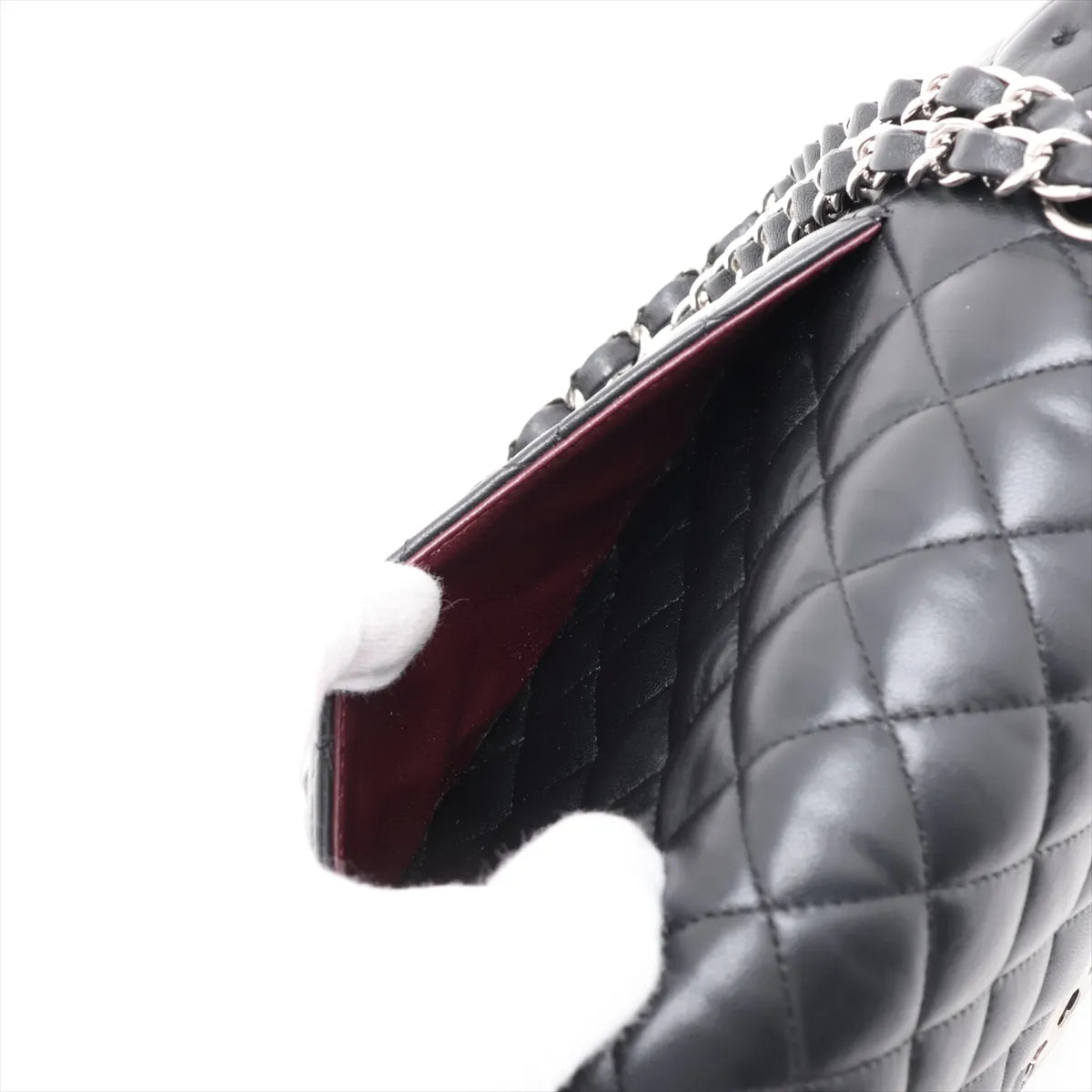 Chanel Matelasse 25 Lambskin Double Flap Double Chain Bag Black