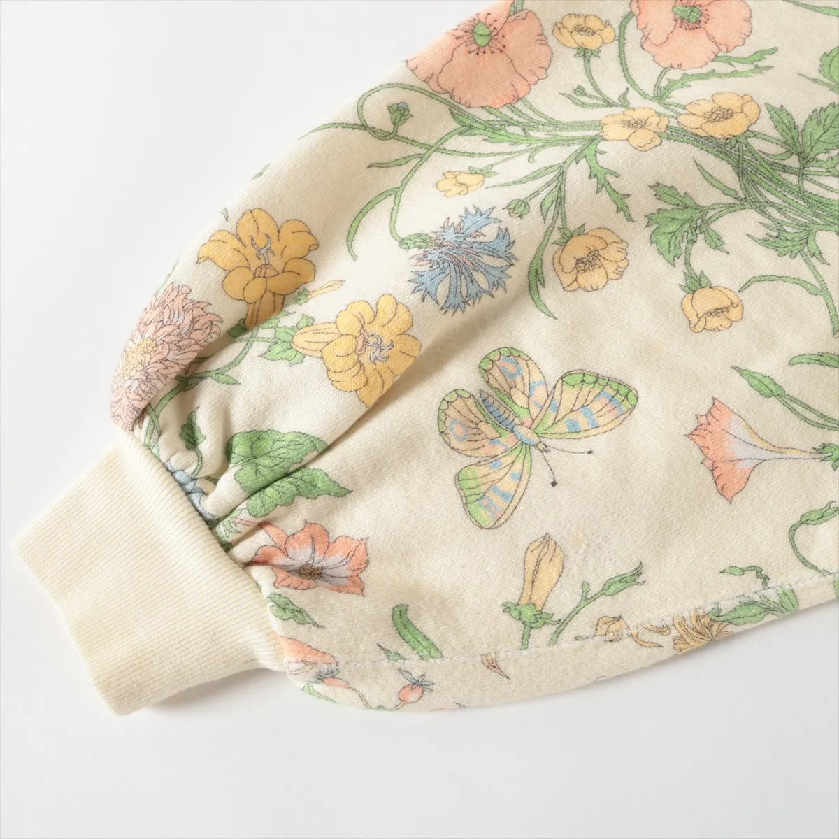 Gucci Tennis Floral Cotton Sweatshirt Cream