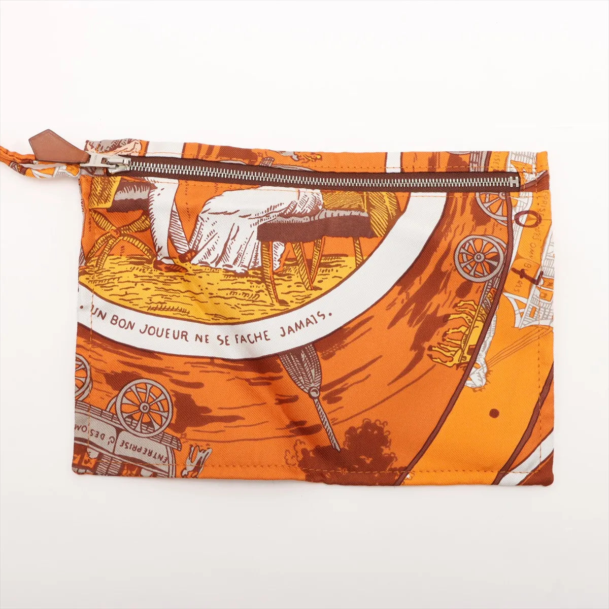 Hermes Silk Leather City PM Orange x Brown