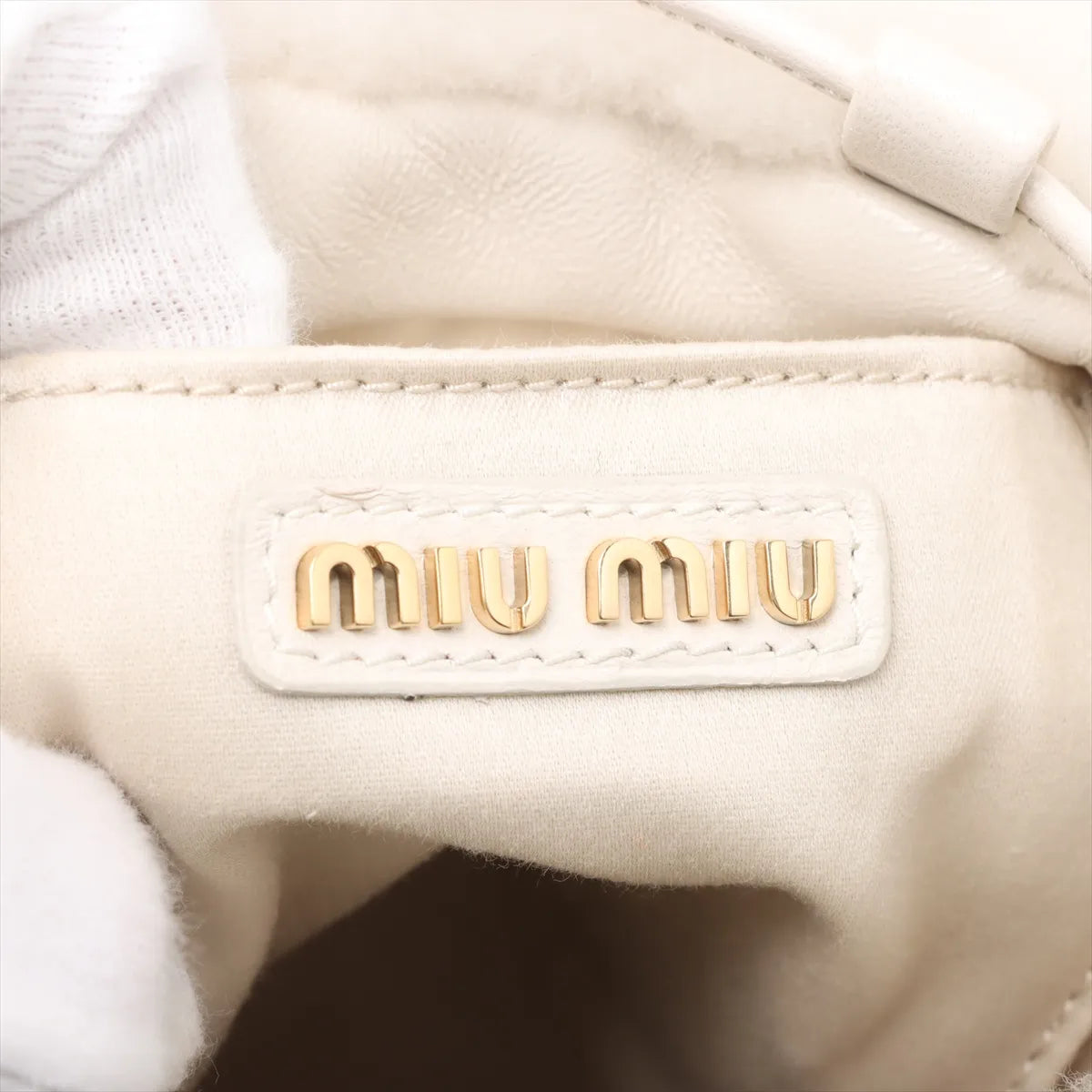 Miu Miu Fur Leather Two-Way Bucket Bag White