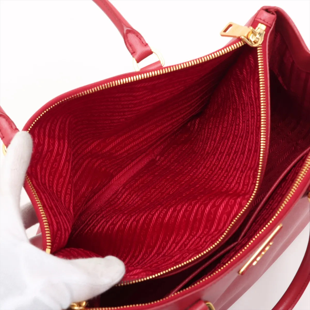 Prada Saffiano Galleria Leather Handbag Red