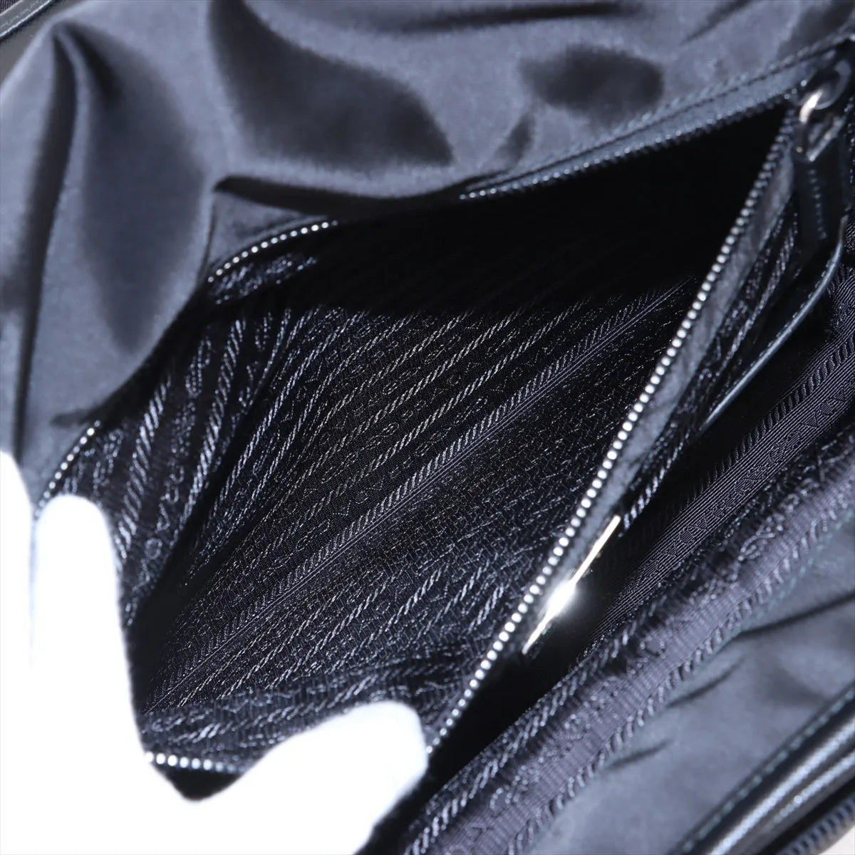 Prada Tessuto Nylon Leather Shoulder Bag Black