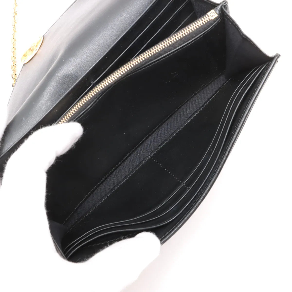 Fendi Leather Wallet on Chain Black