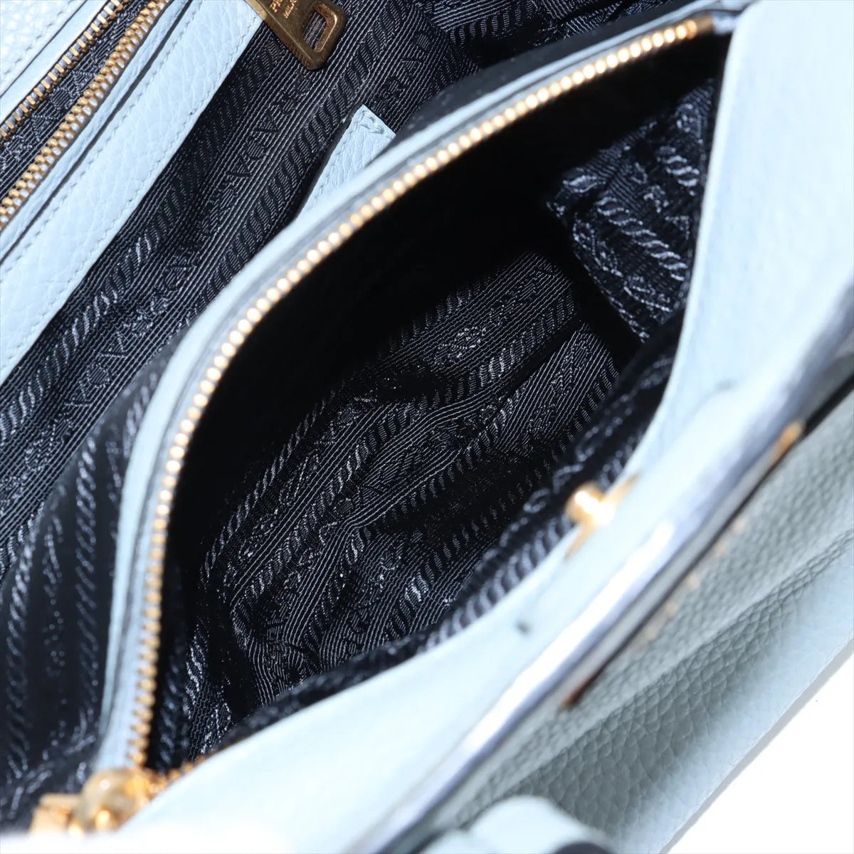 Prada Vitello Daino Leather Tote Bag Light Blue