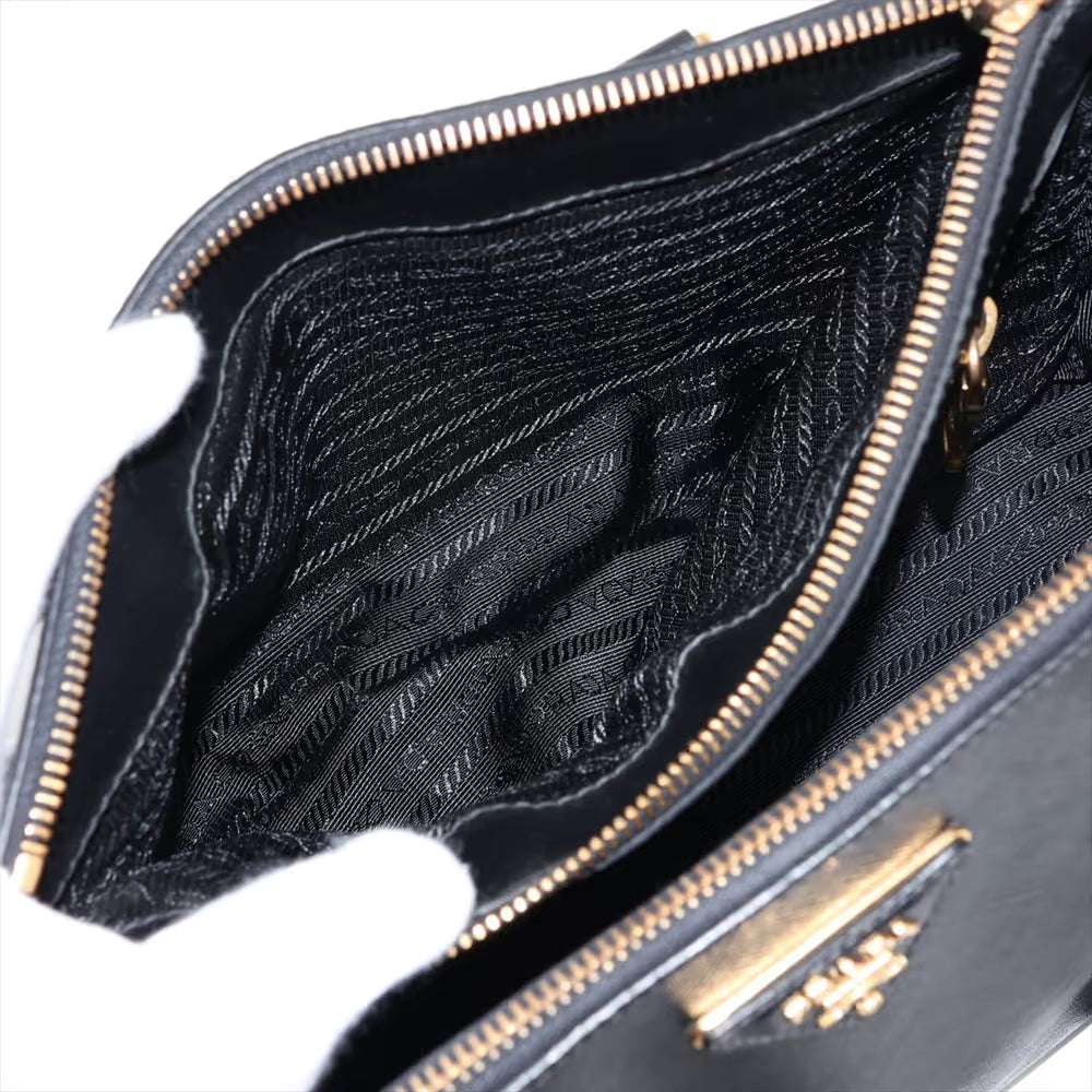 Prada Saffiano Galeria Leather Two-Way Handbag Black