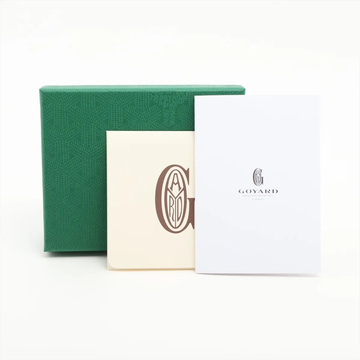 Goyard Herringbone Leather Card Case White x Gray