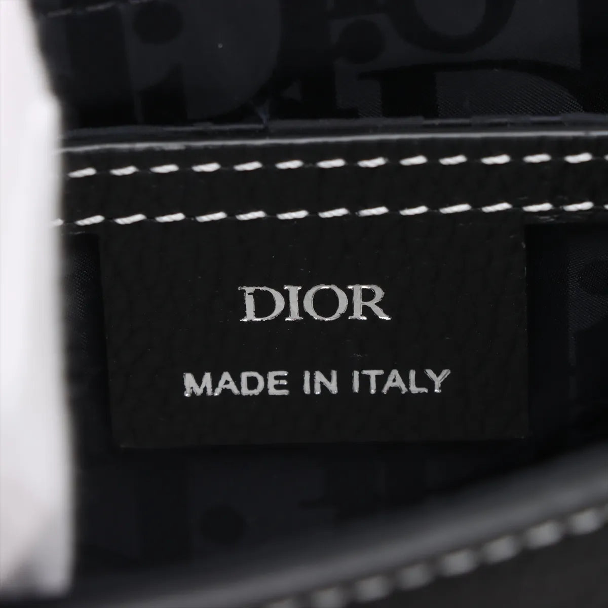 Christian Dior Saddle Leather Shoulder Bag Navy Blue