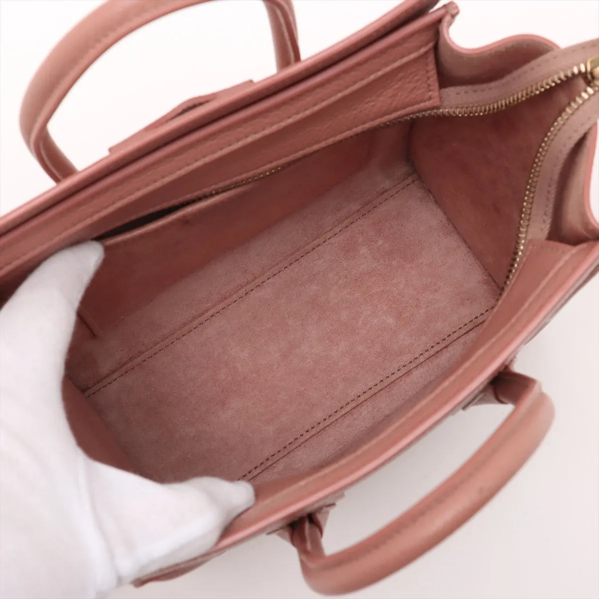 Top rated Celine Luggage Nano Shopper Leather Two-Way Handbag Brownish Pink