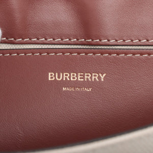Preloved Burberry Horseferry Canvas Leather Shoulder Bag Beige×Brown