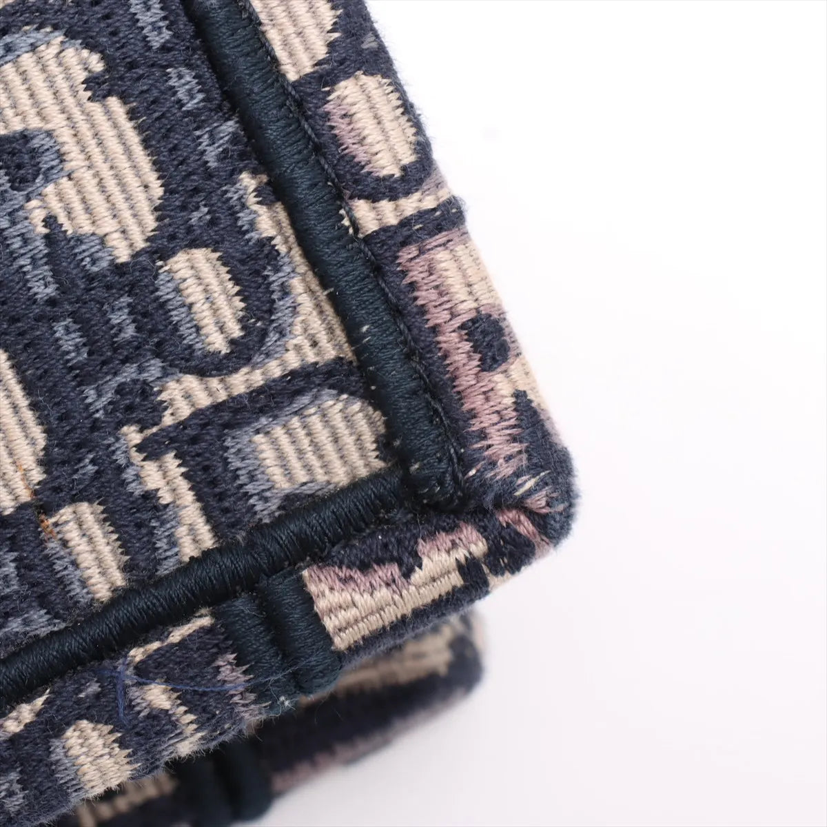 Christian Dior Oblique Book Tote Medium Canvas Bag Navy Blue