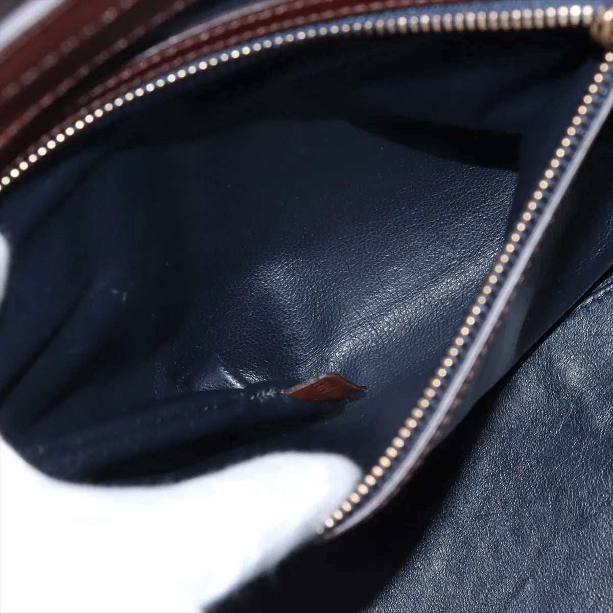 Celine Luggage Mini Shopper Leather Handbag Navy x Brown
