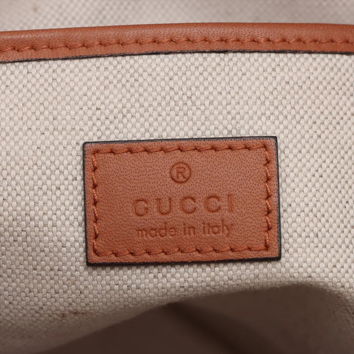 Gucci Patch Raffia x Leather Handbag Beige