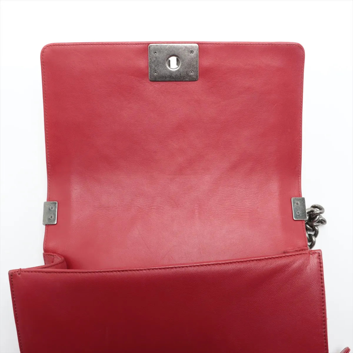 Chanel Boy Chanel 25 Lambskin Chain Shoulder Bag Red